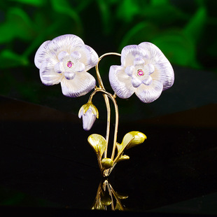 国风优雅石榴花胸针时尚珐琅彩绘花朵别针仙女风裙子旗袍胸花配饰