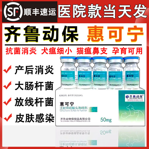 惠可宁头孢喹肟注射液宠物猫狗用消炎针剂联邦邦菌安消炎用