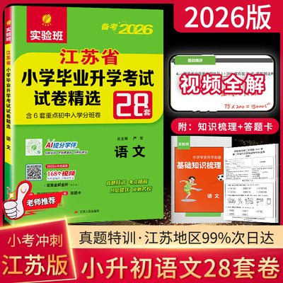 备考2026 小升初语文江苏省小学毕业升学考试试卷精选28套卷苏教版考必胜春雨小升初系统总复习资料六年级下册2025年真题卷必刷卷