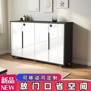 家用门口带轮子密码锁鞋柜可移动大容量储物走道电梯口靴橱定制