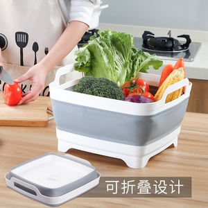 可折叠洗碗水槽大号沥水篮厨房洗菜洗水果蔬菜篮子便携收纳置物筐