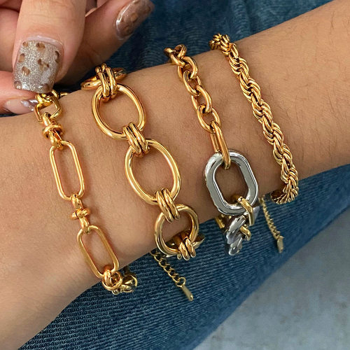 欧美不锈钢古巴手链高级感ins金属链条钛钢手饰bracelet