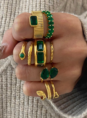 欧美不锈钢爱心锆石戒指高级感轻奢指环钛钢手饰品rings