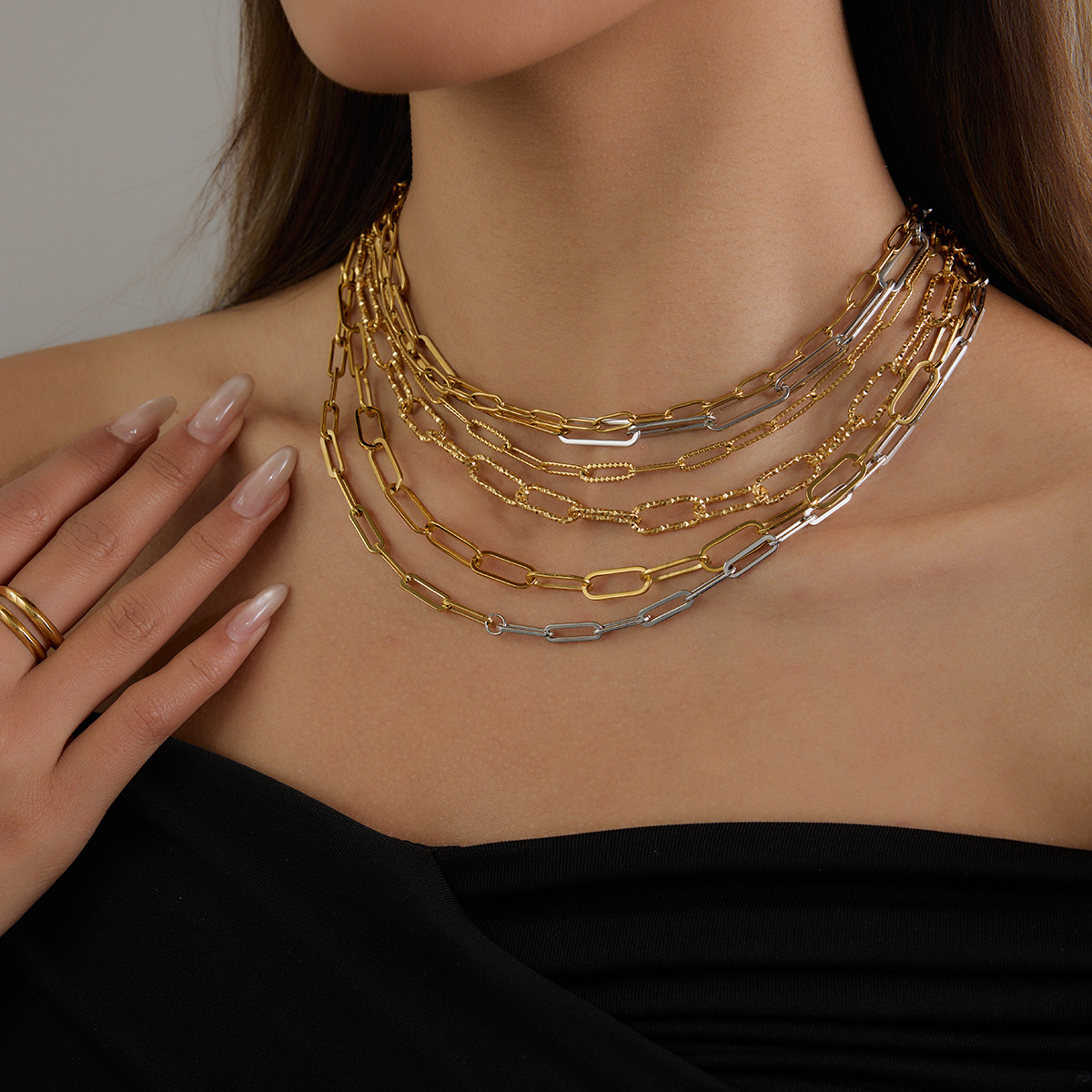 欧美不锈钢链条钛钢不掉色项链女小众高级感配饰轻奢高级饰品