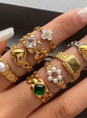 欧美表带戒指钛钢不掉色女小众设计指环不锈钢饰品rings