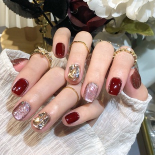 假指甲贴片成品穿戴浮光掠影秋冬显白高级简约甲片定制手工美甲贴