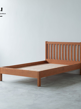 山丁 立木床 原创复古纯实木床主卧简约北欧黑胡桃樱桃白蜡FAS级