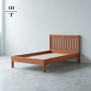 山丁 原创复古纯实木床主卧简约北欧黑胡桃樱桃白蜡FAS级 立木床