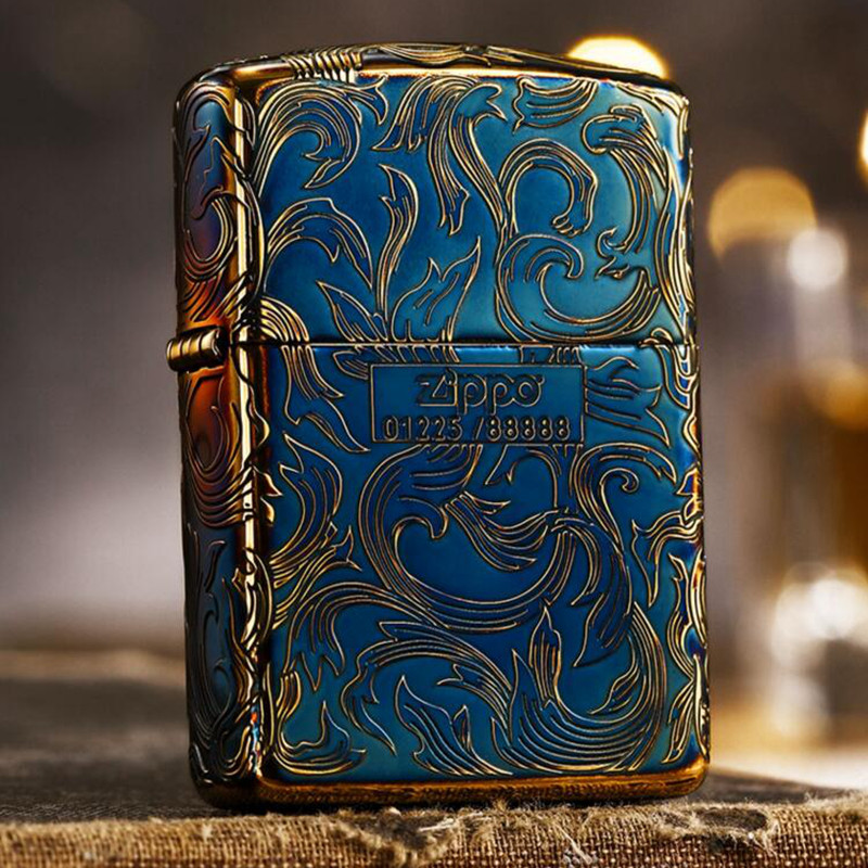 正版之宝打火机Zippo 唐草熏金色限量款五面浮雕蚀刻繁花男士礼物