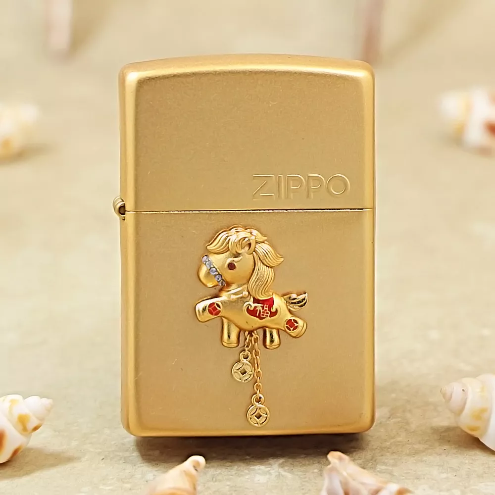 ZIPPO之宝正品福运金马防风煤油打火机生肖马生日父亲节礼物