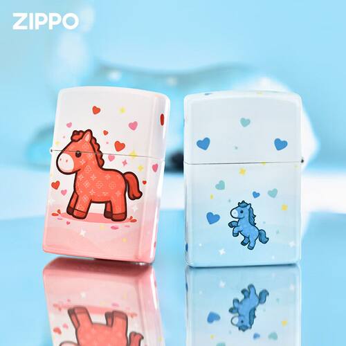 zippo打火机正品彩印马心马蜜意卡通生肖马煤油防风个性网红礼物