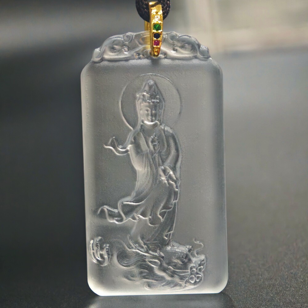 古法男女款琉璃祥龙观音吊坠项链