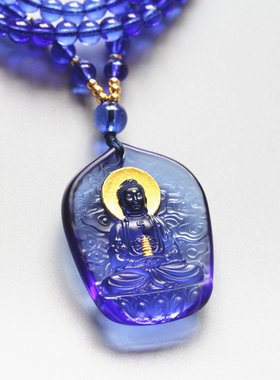 琉璃药师佛挂件水晶彩绘项链