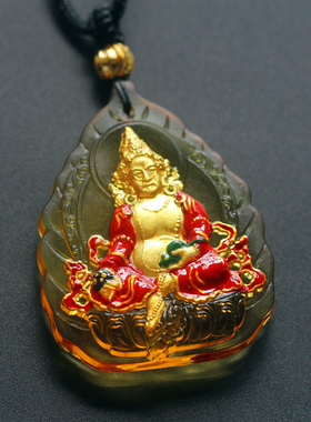 琉璃佛像项链挂件彩绘吊坠黄财神