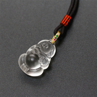 琉璃立体弥勒佛吊坠女款佛珠佛公弥勒蓝色项链男平安挂件情侣饰品