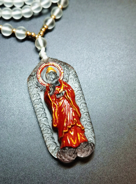 琉璃观世音鎏金彩绘佛珠链吊坠