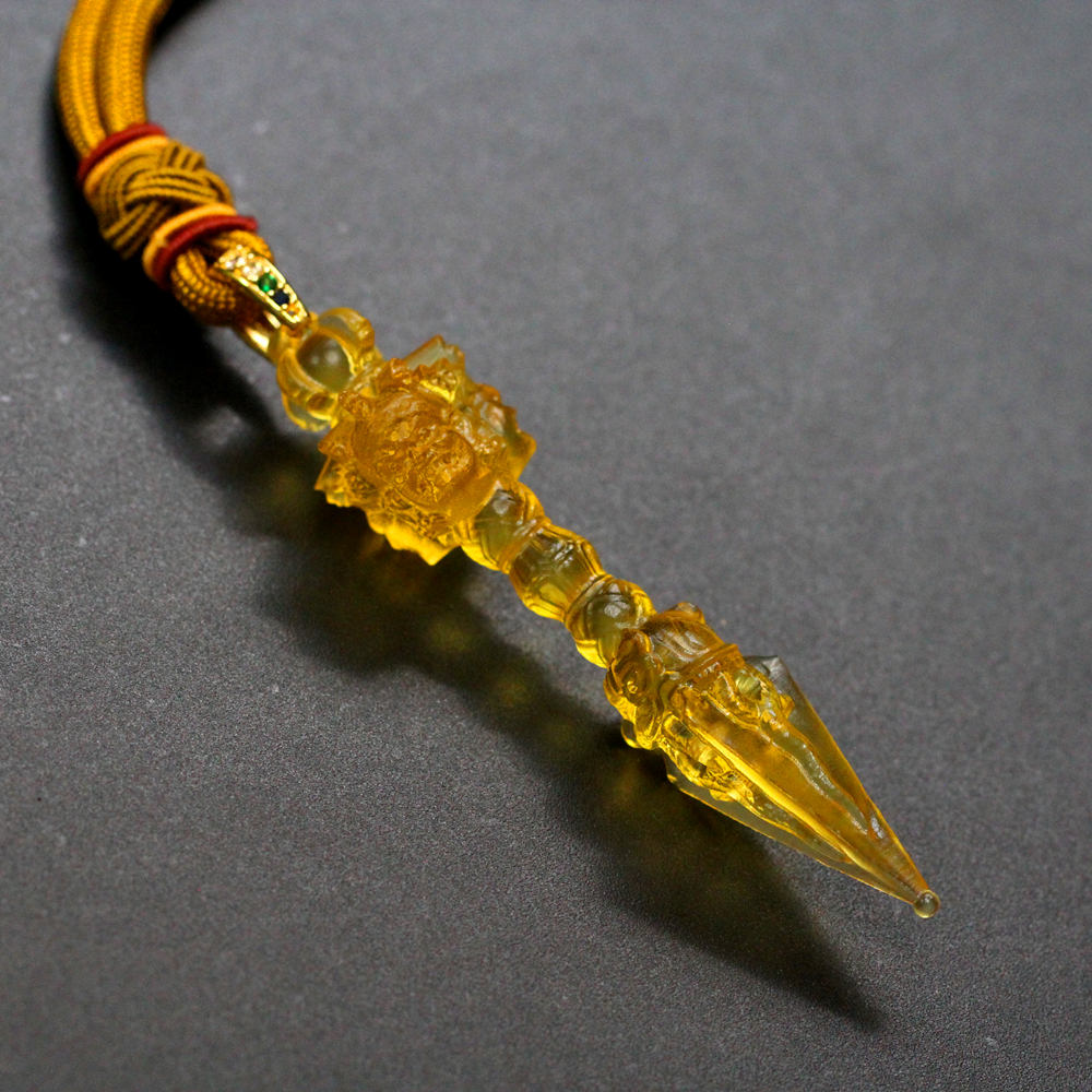 三面普巴金琉璃金刚杵挂饰男女平安汽车包包铜扣镶钻挂件