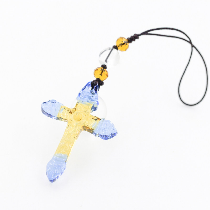 古法琉璃水滴蓝色特色手机链挂饰包包挂件白菜饰品彩色石包邮