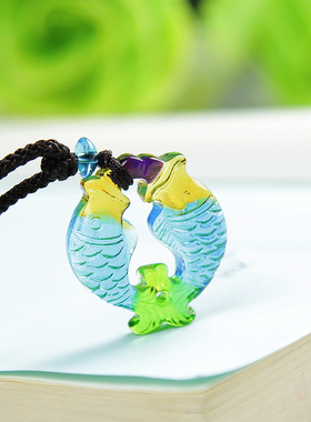 双鱼相濡以沫情侣毛衣链古法琉璃