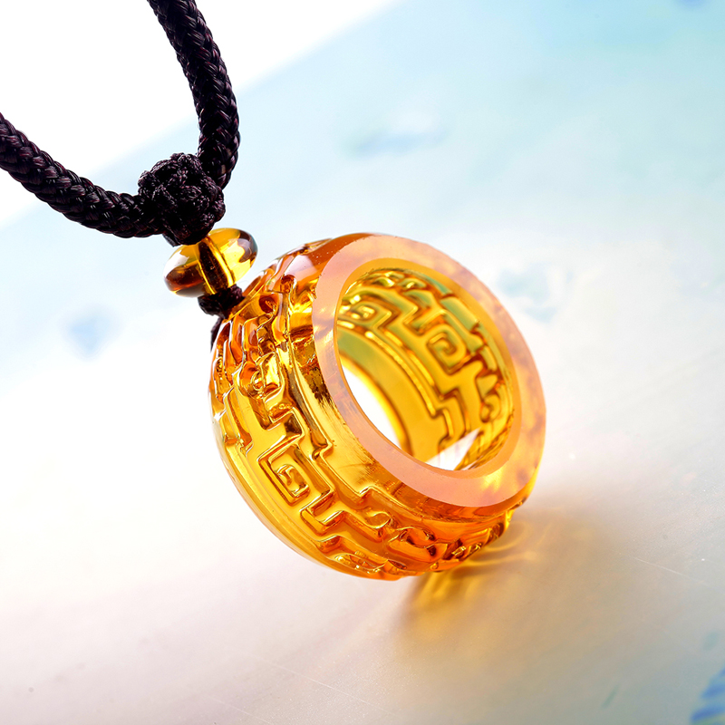 琉璃复古路路通吊坠指环王项链福转乾坤情侣吊坠蓝色时尚挂件饰品