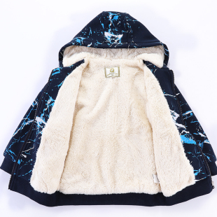 开衫 棉服童装 男孩大童加厚棉衣儿童秋冬装 男童卫衣加绒外套春装