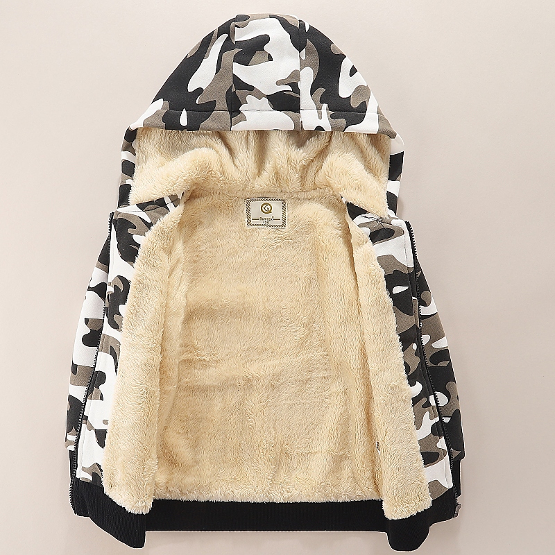 男童加绒外套童装不起球春连帽