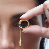 JILIFANG设计感ins冷淡风百搭简约长款 流苏链条水滴无耳洞耳骨夹