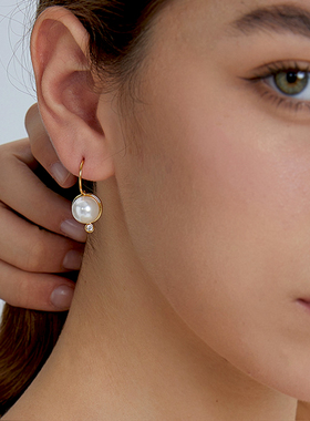 JILIFANG法式复古气质百搭高级感优雅精致微镶钻贝珠珍珠耳环耳钩