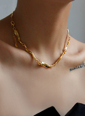 JILIFANG 艺术设计法式复古熔岩不规则高级感冷淡风chocker短项链