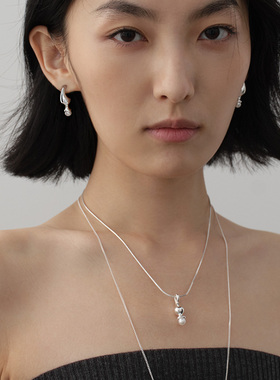 诧寂雕塑小水瓶珍珠吊坠项链