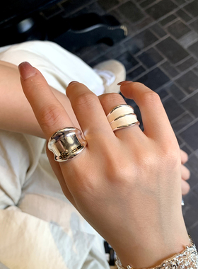 高智时髦极简宽面开口戒指