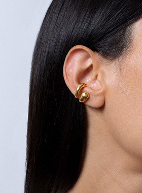 欧美几何线条小巧双层不规则设计感简约百搭小众时髦无痛耳骨耳夹