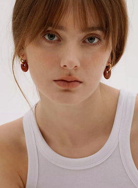 美拉德复古风法式气质欧美百搭天然虎眼石红色圆形平安扣新年耳环