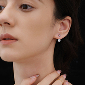 耳环耳钉 原创设计高级精致迷你小银豆镶钻后挂式 JILIFANG 老钱风