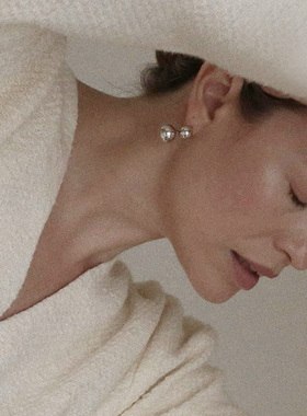 JILIFANG 丹麦女孩 小众复古欧美法式百搭大小圆球球镀金耳环耳钉