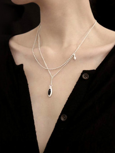 小众新款董洁推荐设计师高级感冷淡风星轨简约银色双层锁骨链项链