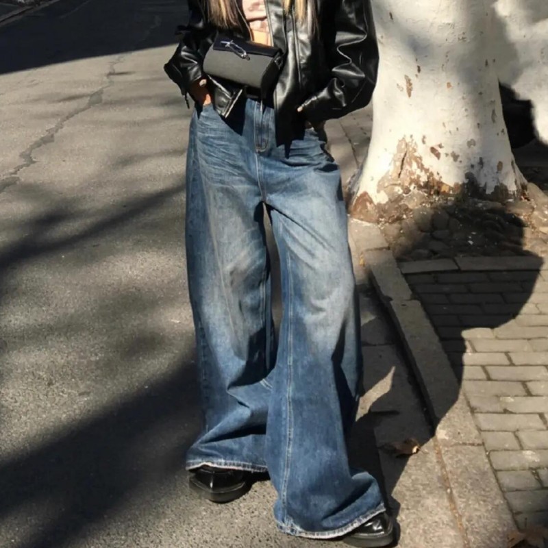 FANSS辣妹时尚潮流直筒牛仔裤女