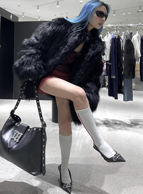 高级感黑色环保狐狸毛皮草外套女2025新款海宁爆款洋气中长款冬季