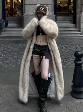 白色环保皮草外套女2025新款爆款洋气海宁流行年轻狐狸毛大衣冬季