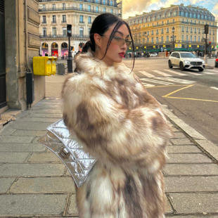 年轻环保狐狸毛大衣冬季 海宁时尚 厚 爆款 高级感皮草外套女2025新款