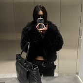 韩系黑色超火羊羔毛外套女2025新款 爆款 洋气年轻环保皮草毛毛上衣