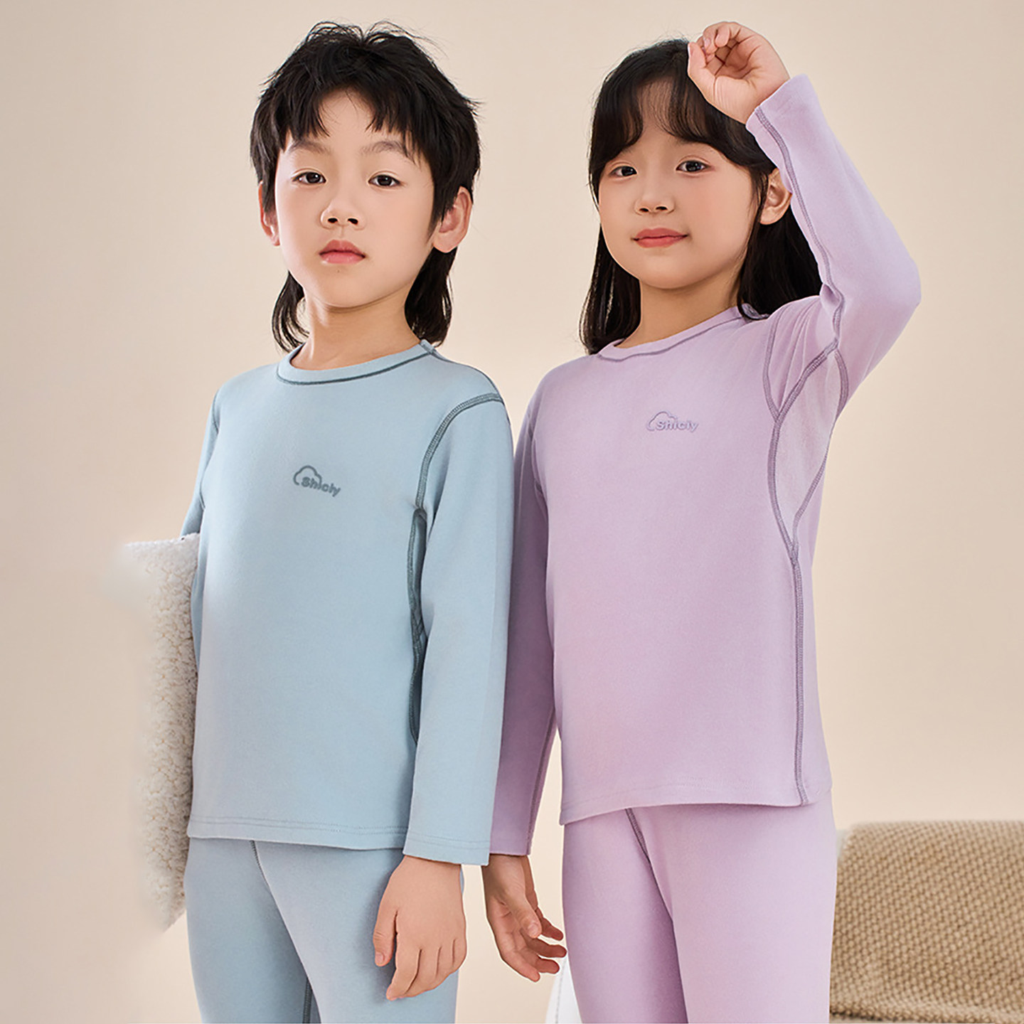 韩版秋裤秋衣套装男青少年初中高中学生中大童线衣线裤圆领内穿女