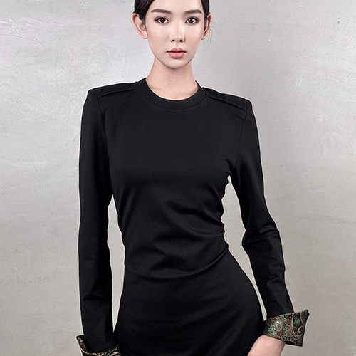 【阿泯娜】B2413蒙古民族风女士长款马蹄袖连衣裙显瘦时尚