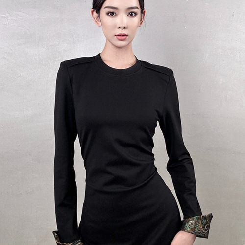 【阿泯娜】B2413蒙古民族风女士长款马蹄袖连衣裙显瘦时尚