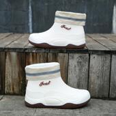 成人外穿防滑防水加绒水鞋 时尚 短筒棉雨靴厨房厚底胶鞋 女新款 雨鞋