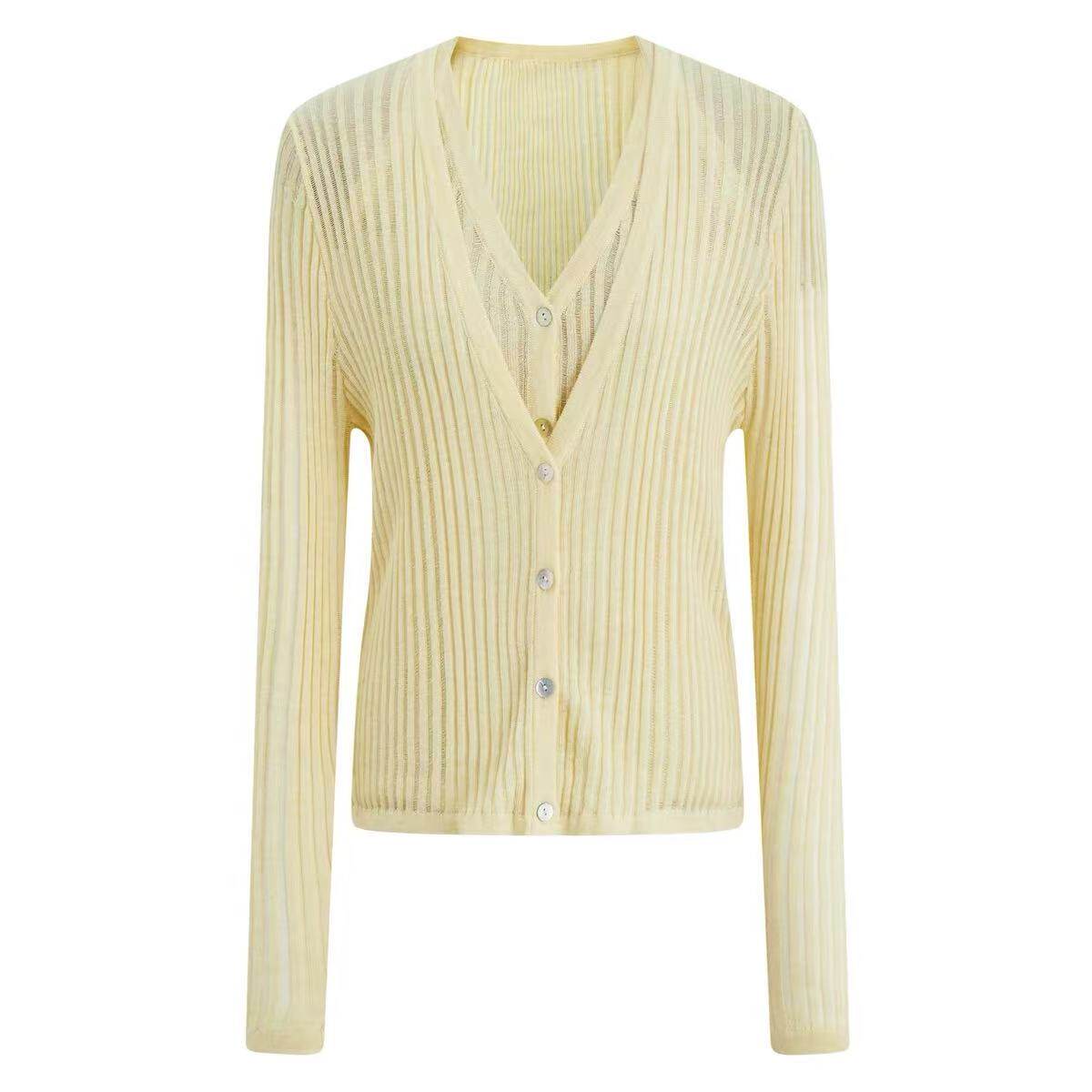 【林小雅专享】二茵ERYIN春季新款V领针织衫吊带背心两件套上衣