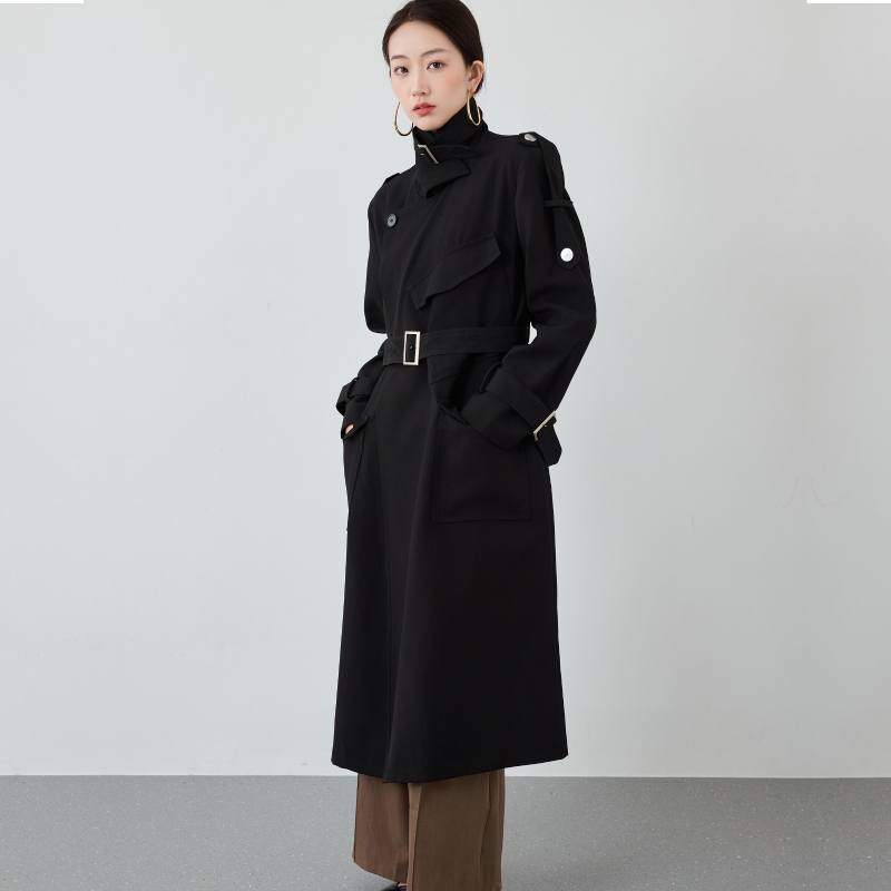 【蜜蜂惊喜社】二茵ERYIN大口袋长款风衣+气质显瘦套装裙