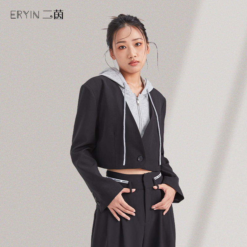 百搭长袖西装外套短款显瘦