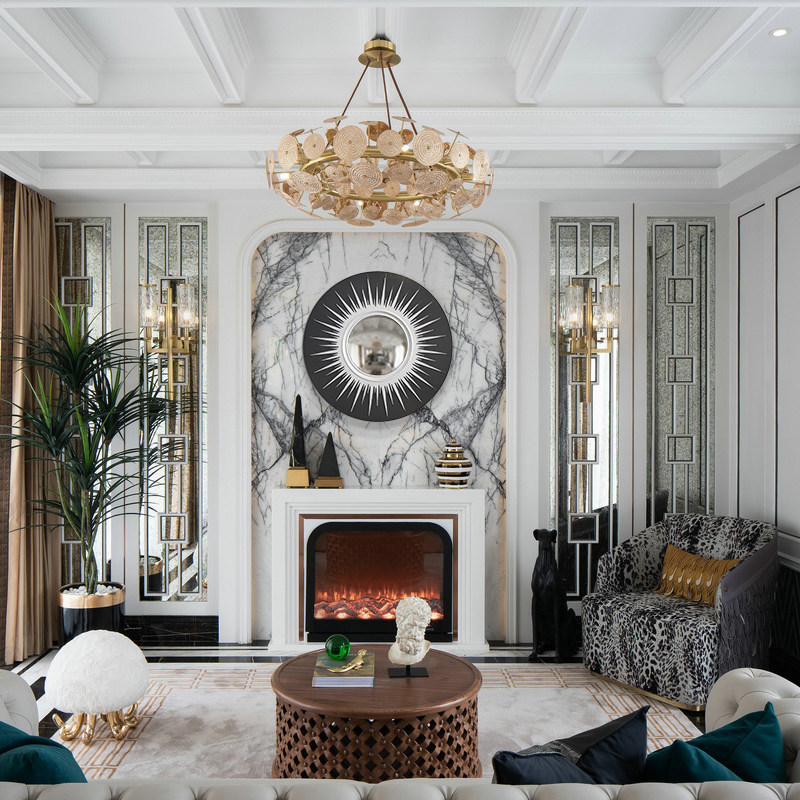 现代装饰镜客厅电视背景墙壁挂镜玄关镜壁挂壁炉创意餐边艺术镜子