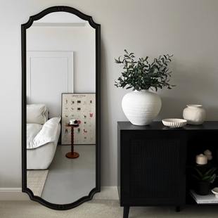 欧式 入户玄关轻奢落地镜 高级中古穿衣镜ins风衣帽间壁挂试衣镜
